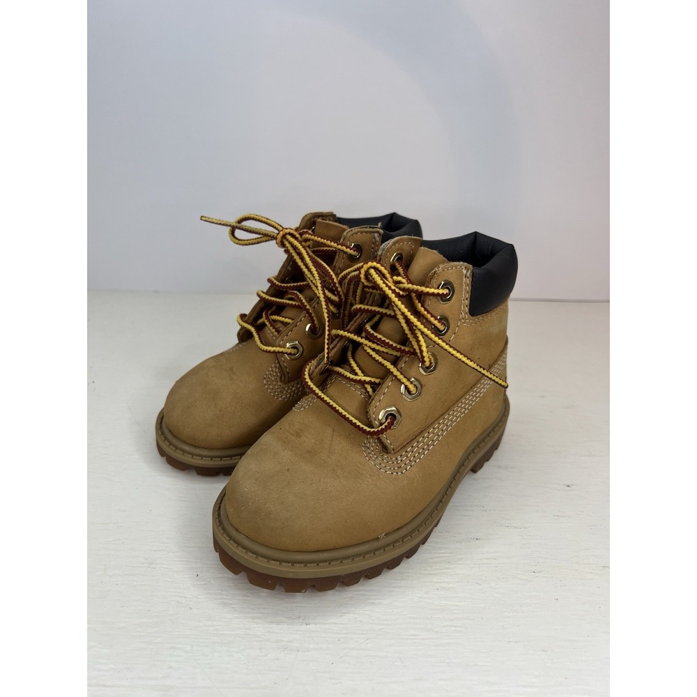 Timberland Premium Work Boots Toddler 6 Wheat Tan Leather Nubuck 12809 3745